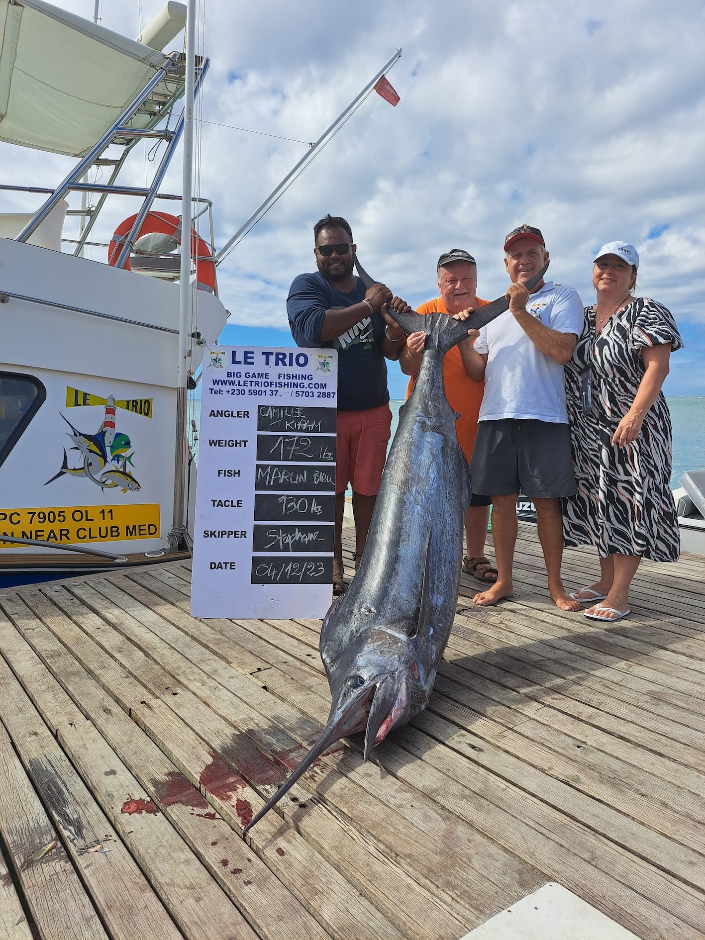 Marlin bleu de 172 lbs à l'île Maurice déc 23